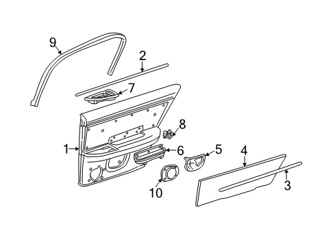 1997 Buick Park Avenue HANDLE, Rear Side Door Trim Finish Diagram for 12372462