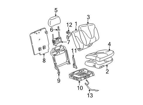 2004 GMC Yukon XL 2500 Rear Seat Components Diagram 1 - Thumbnail