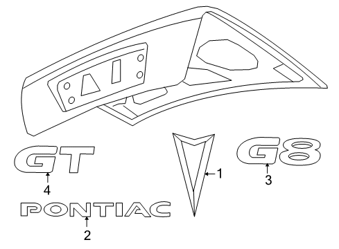 2008 Pontiac G8 Exterior Trim - Trunk Lid Diagram