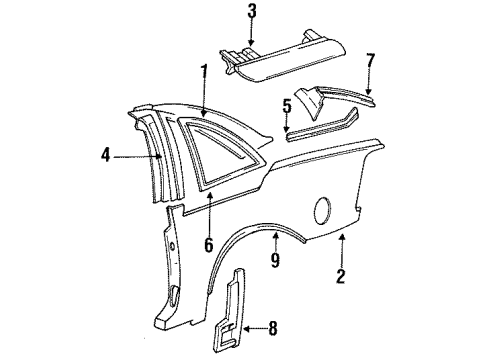 1996 Pontiac Grand Prix Quarter Panel & Components Diagram 2 - Thumbnail