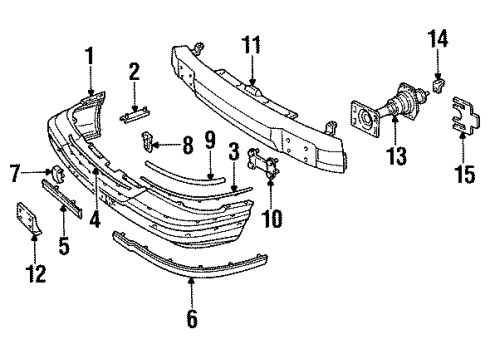 1994 Buick Commercial Chassis Retainer Assembly, Front Bumper Fascia Diagram for 10108735