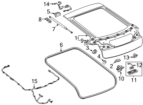 2015 Chevy Volt Bracket Assembly, Lift Gate Strut (Body Side) Diagram for 25978713