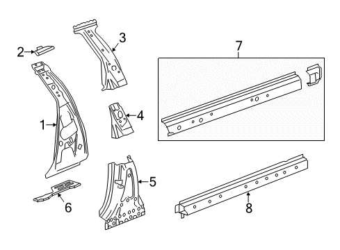 2015 Cadillac ELR Baffle, Body Lock Pillar Lower Outer Diagram for 22898284