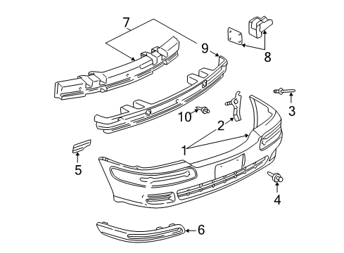 1999 Chevy Venture Rear Bumper Cover Primed Diagram for 12335609