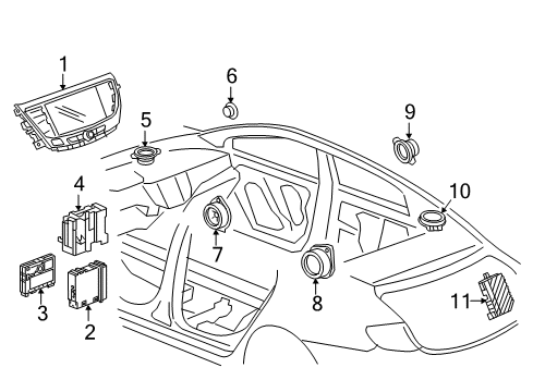 2017 Buick LaCrosse Bracket Assembly, Radio Diagram for 23134854