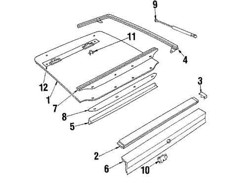 1985 Pontiac J2000 Sunbird Support,Rear Compartment Lid Strut Diagram for 20531377