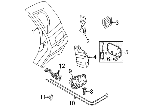 2005 Chevy Aveo Liner,Rear Wheelhouse Panel Rear Diagram for 96543133