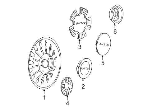 2002 Buick LeSabre Wheel Covers & Trim Diagram