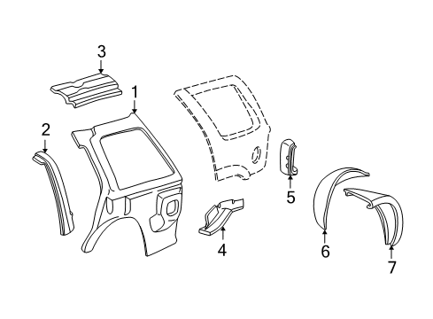 2002 Chevy Blazer Inner Structure - Quarter Panel Diagram 2 - Thumbnail