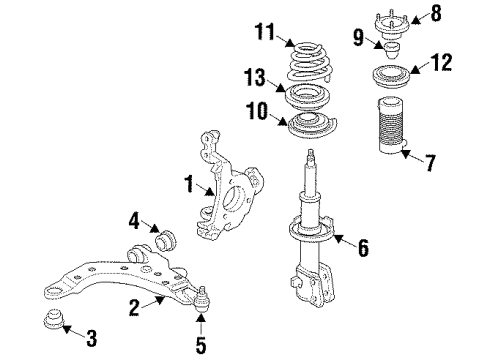 2001 Oldsmobile Intrigue Front Suspension, Lower Control Arm, Stabilizer Bar, Suspension Components Diagram