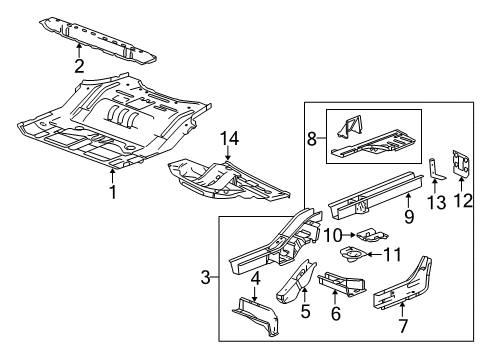 2006 Chevy Equinox Rear Body - Floor & Rails Diagram