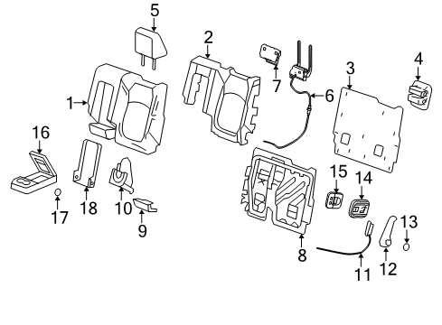 2011 Chevy Traverse Actuator, Rear Seat Back Cushion Stowage Latch Lh *Dark Titanium Diagram for 25963928