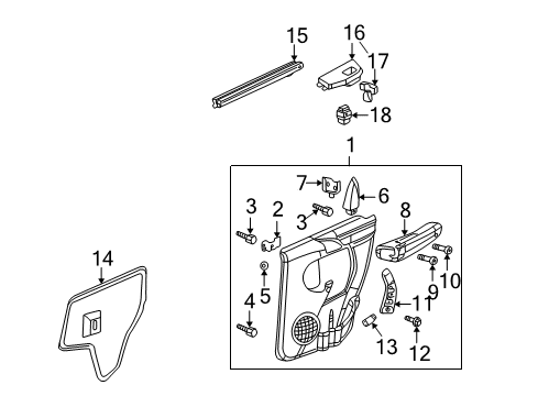 2003 Pontiac Aztek Plate Assembly, Rear Side Door Armrest Switch Mount (Lh) *Ebony Diagram for 10308828