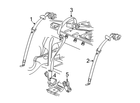 2005 Cadillac STS Rear Seat Belt Kit Center (Buckle Side) *Light Gray *Gray Diagram for 89023663