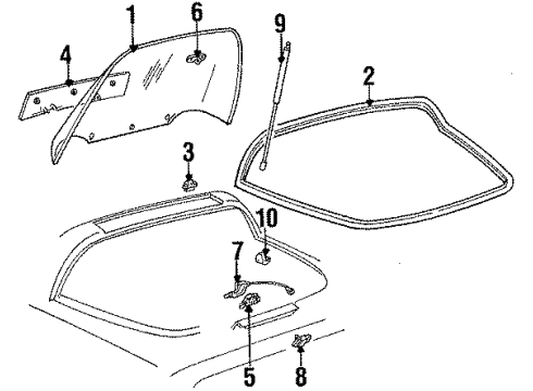 1992 Chevy Corvette Strut Assembly, Rear Compartment Lift Window Diagram for 10255662