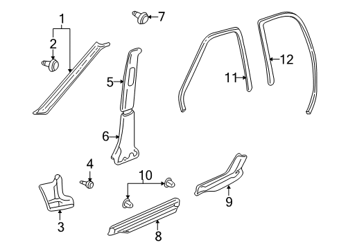 2003 Chevy Tracker Interior Trim - Pillars, Rocker & Floor Diagram 2 - Thumbnail