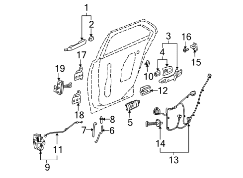 2011 Cadillac STS Housing,Rear Side Door Outside Handle Diagram for 25779679