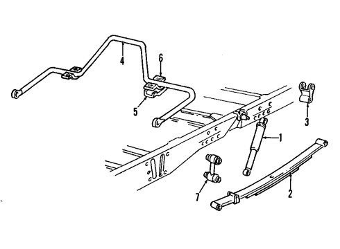 1992 GMC K2500 Suburban Rear Suspension, Rear Axle, Stabilizer Bar Diagram 2 - Thumbnail