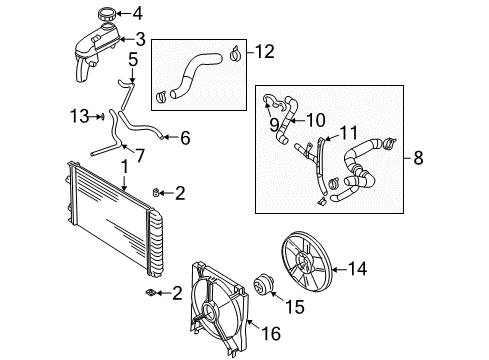 2002 Pontiac Sunfire Radiator Surge Tank Outlet Upper Hose Diagram for 22661387