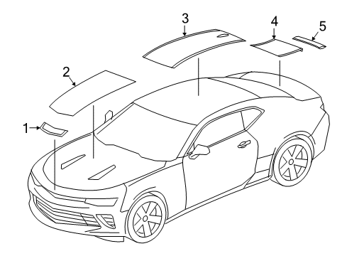 2019 Chevy Camaro Decal, Rear End Spoiler *Black Diagram for 84022642