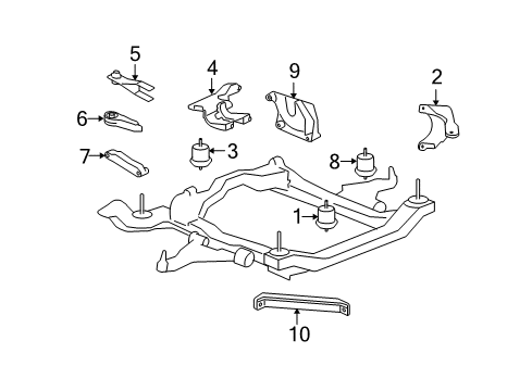 2010 Saturn Outlook Bracket, Engine Mount Strut Engine Side Diagram for 25840453