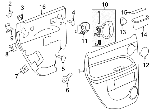 2008 Chevy HHR Deflector,Rear Side Door Water Diagram for 25821045