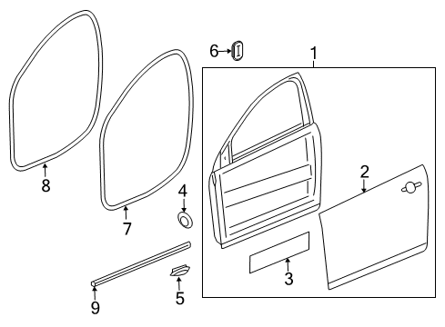 2014 Buick Verano Weatherstrip Assembly, Rear Side Door (Body Side) Diagram for 13260047