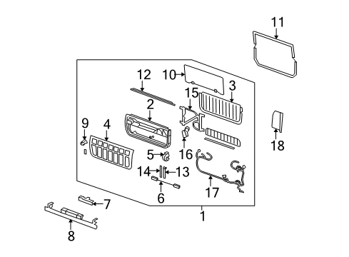 2008 Hummer H2 Rear Door Diagram 1 - Thumbnail