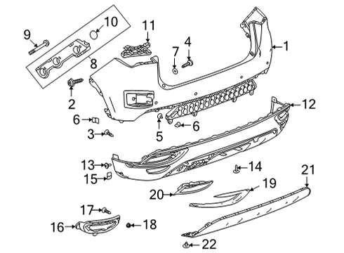 2021 Buick Envision Molding Assembly, Rear Bpr Fascia *Black Ice Chm Diagram for 84974324