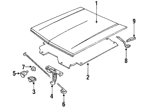 1992 Oldsmobile Bravada Cable,Hood Primary Latch Release Diagram for 15627455