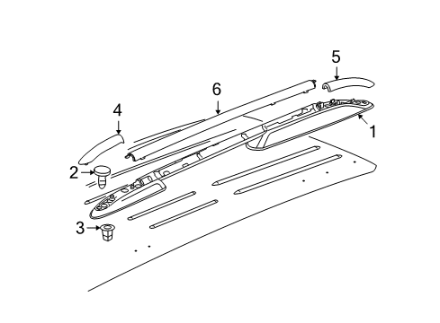 2009 GMC Acadia Cover, Luggage Carrier Side Rail Front Finish *Chrome Diagram for 25821185