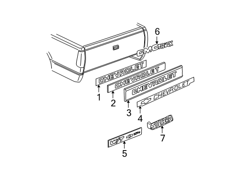 1998 GMC K3500 Exterior Trim - Pick Up Box Diagram 2 - Thumbnail