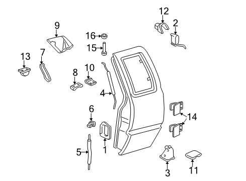 1996 Chevy S10 Retainer, Rear Side Door Hinge Pinion Diagram for 15990275