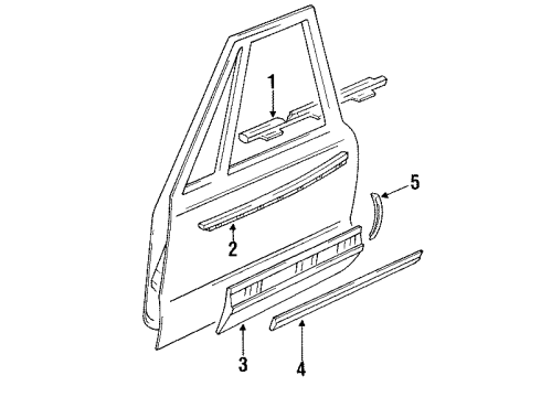 1995 Buick Park Avenue Molding Kit,Front Side Door Center Diagram for 88891481