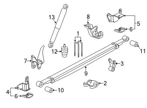 2013 Chevy Silverado 3500 HD Absorber Assembly, Rear Shock Diagram for 20906291