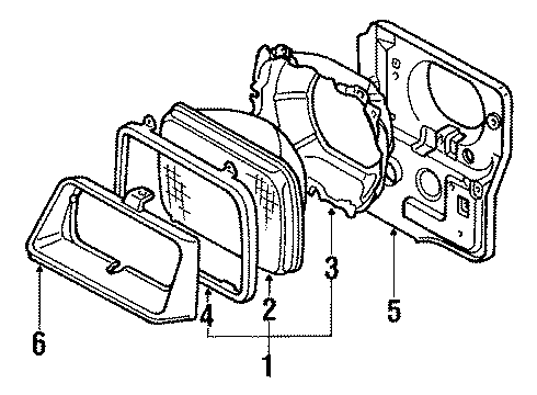 1985 Chevy Sprint Headlamp Capsule Assembly Diagram for 96052078