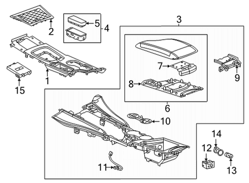 2023 Cadillac CT4 Holder Assembly, F/Flr Cnsl Cup *Sky Cool Gra Diagram for 85119493