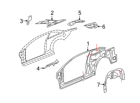 2007 Pontiac G5 Gutter Assembly, Rear Compartment Lid Opening Drain Diagram for 25814665