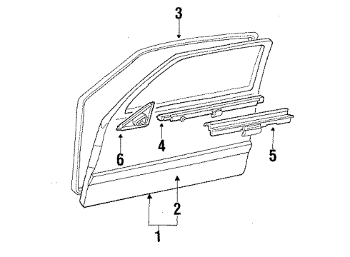 1989 Oldsmobile Cutlass Calais Front Door & Components, Glass & Hardware Diagram 2 - Thumbnail