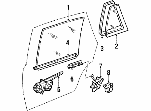 1986 Chevy Sprint Weatherstrip,Rear Side Door Window Stationary Diagram for 96054775