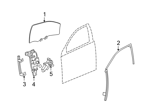 2007 Buick Lucerne Front Door - Glass & Hardware Diagram