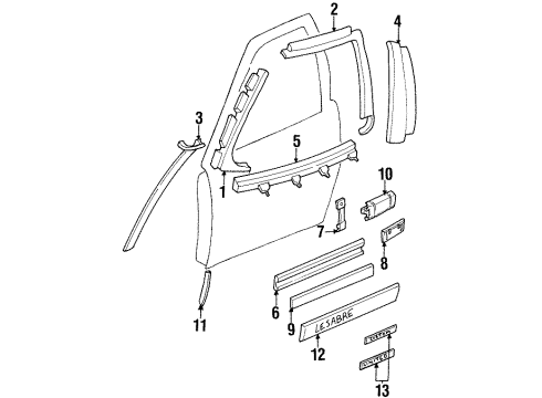 1997 Buick LeSabre Front Side Door Emblem Assembly Diagram for 25622288