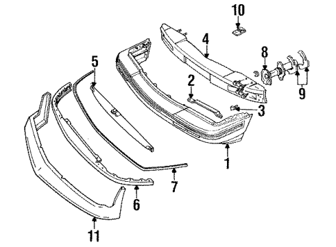 1992 Chevy Beretta Absorber Asm,Front Bumper Energy Diagram for 22149565