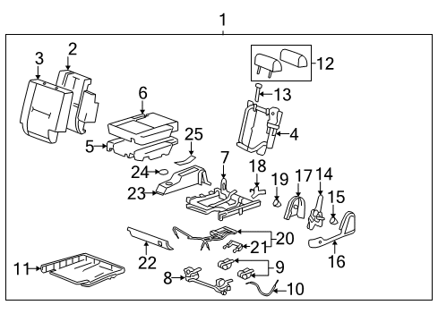 2008 Chevy Tahoe Cover Assembly, Rear Seat #2 Back Cushion Latch *Light Cashmere Diagram for 15804469