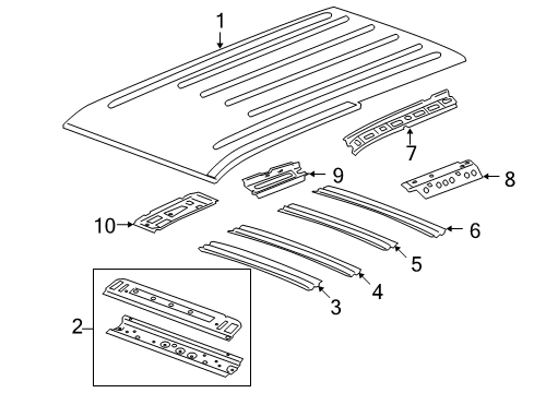 2009 Chevy Tahoe Rail Assembly, Roof Side Diagram for 10393088