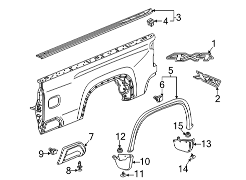 2023 GMC Sierra 2500 HD Exterior Trim - Pick Up Box Diagram 10 - Thumbnail