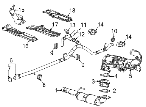 2022 Chevy Silverado 1500 Clamp Assembly, Exhaust Pipe Diagram for 20779889