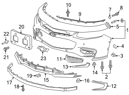 2016 Chevy Malibu Bezel, Front Fog Lamp Diagram for 23478393