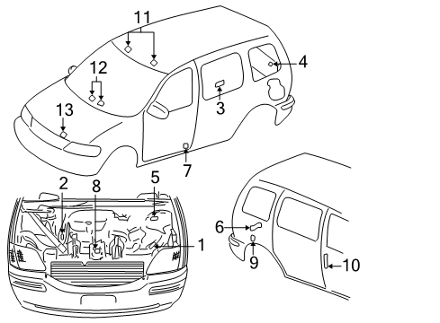 2001 Chevy Venture Information Labels Diagram