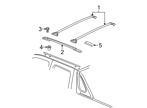 2008 Chevy Avalanche Rail Assembly, Luggage Carrier Side *Black Diagram for 25857420